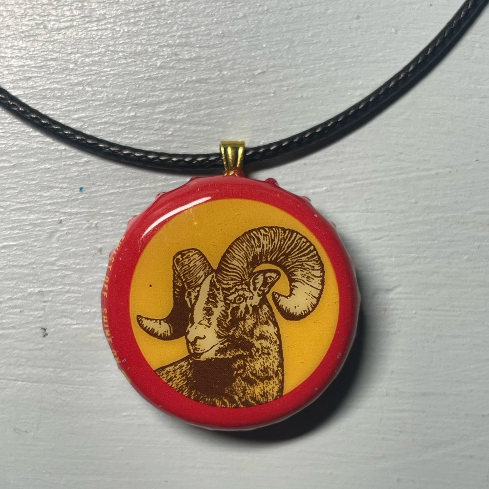 Ram shiner bock bottle cap necklace